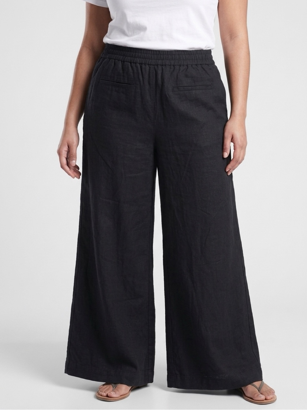 Banana Republic Black Wide-Leg Linen Blend Pants
